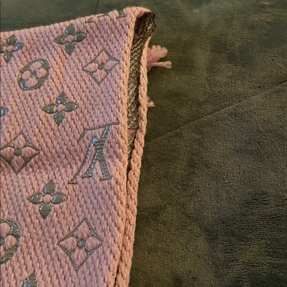 Louis Vuitton Pink and Silver Scarf Preloved 63” long n 11.5 wide pristine cond - Picture 8 of 9